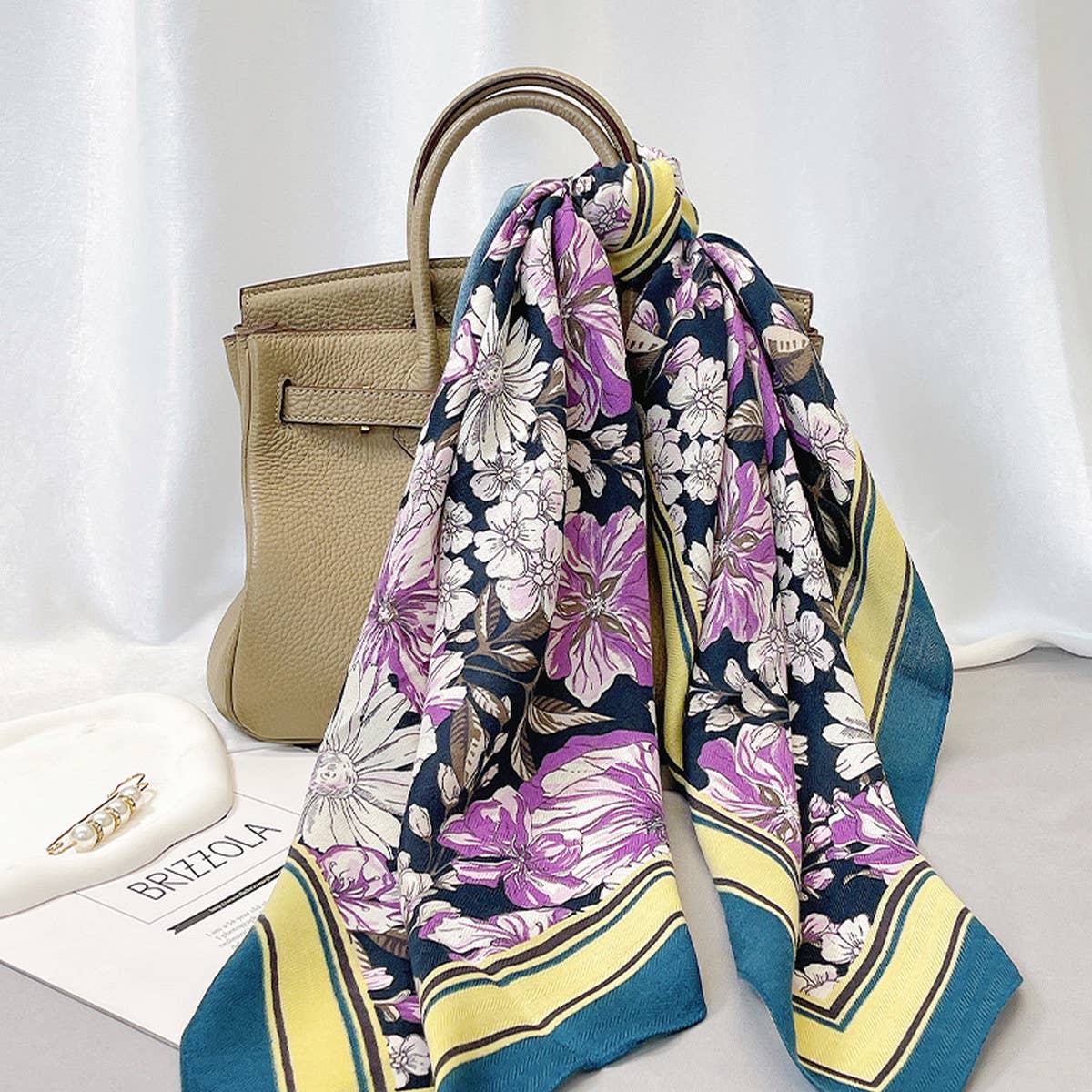 90cm Floral Velvet Wool Scarf Shawl for Winter_CWASC0892