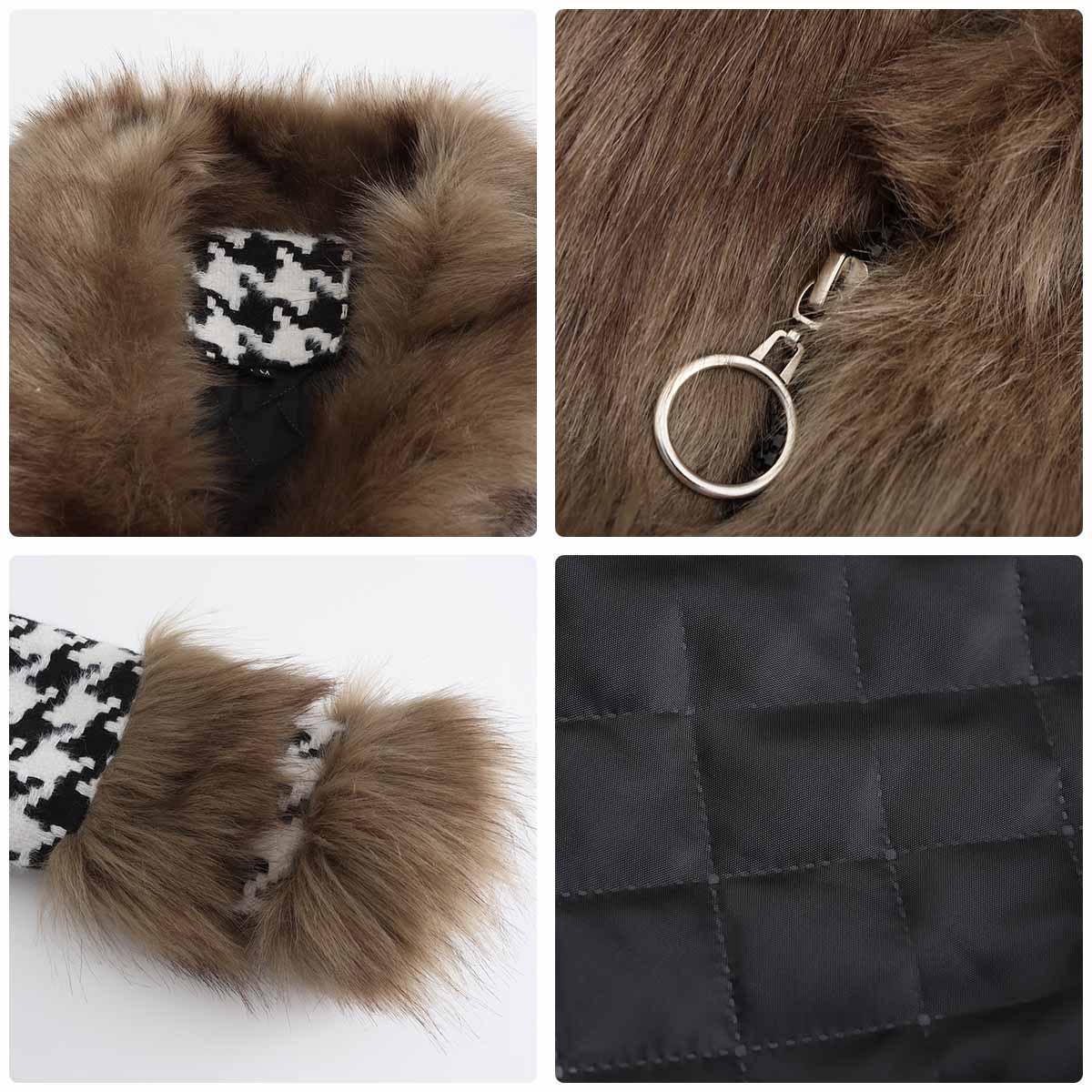 STYLISH PLAID COAT WITH FUR COLLAR