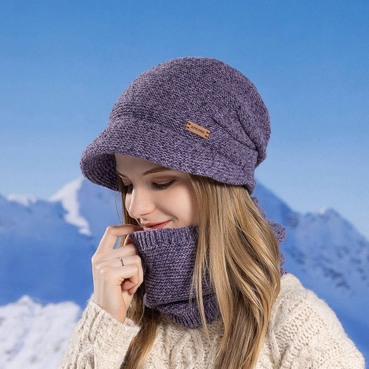 WINTER WARM KNITTED HAT AND SCARF SET