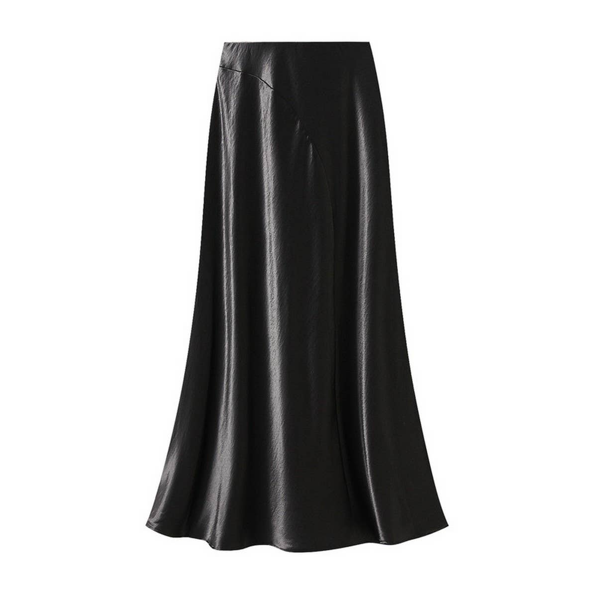 Asymmetrical Satin Fishtail Slimming Midi Skirt_CWBMS0353
