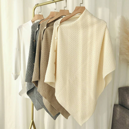 NEW KNITTED CAPE BUCKLE SHAWL