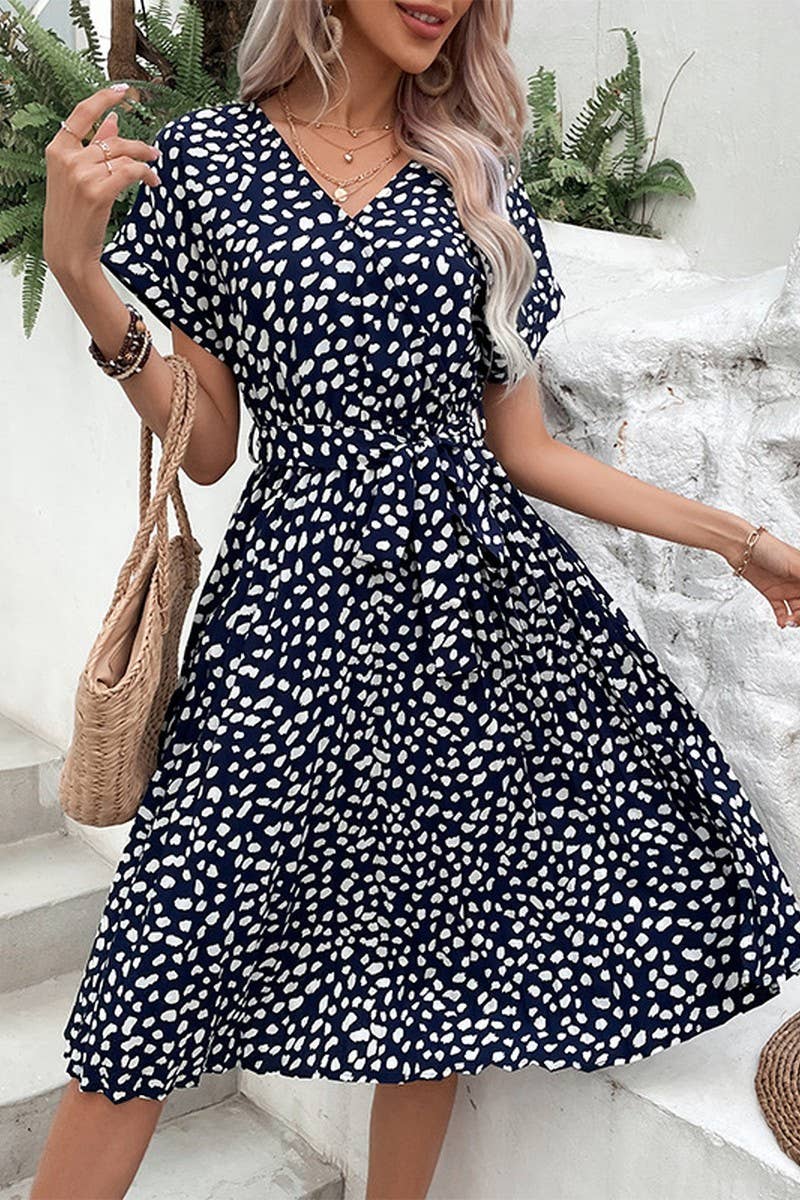 CWDMD4543_SPRING AND AUTUMN LONG SLEEVE RED PRINTED DRESS