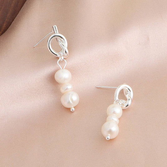 Light luxury freshwater Baroque pearl earrings