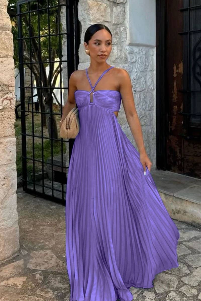 CWDMD5537_SUMMER SOLID COLOR TUBE TOP SLEEVELESS DRESS