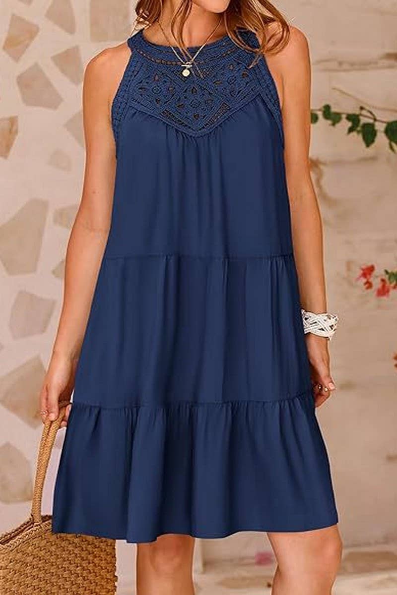 CWDSD10603_CASUAL SLEEVELESS A-LINE LAYERED TANK DRESS