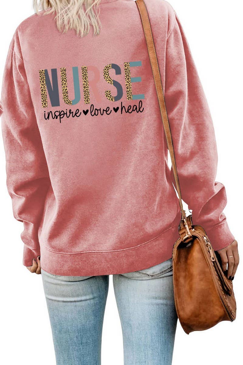 WOMEN NURSE PRINTING RIBBED OVERSIZED PULLOVER_CWTSTL0459