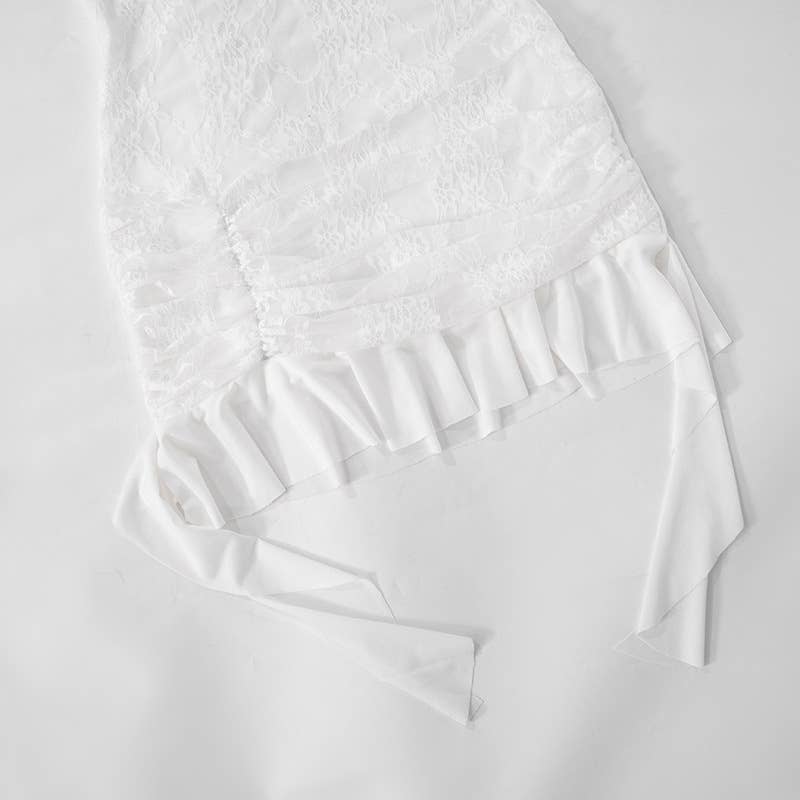 Glamorous Slim Lace Streamer Dress With Hip Wrap