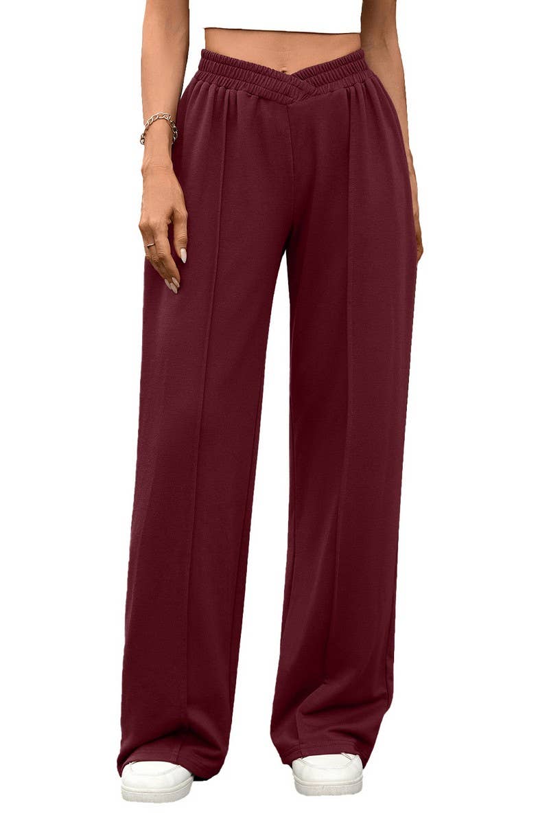 CWBLP01091_CASUAL ELASTIC WAIST WIDE LEG TROUSERS
