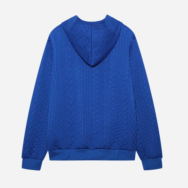 Jacquard laced long-sleeved hooded sweatshirt