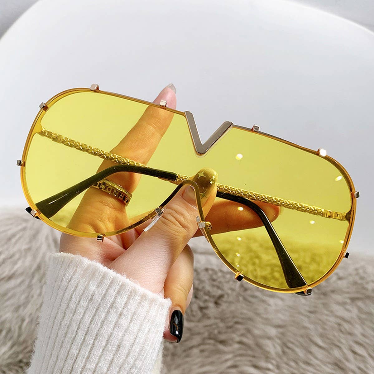 METAL FRAME ONE-PIECE LENSES SUNGLASSES