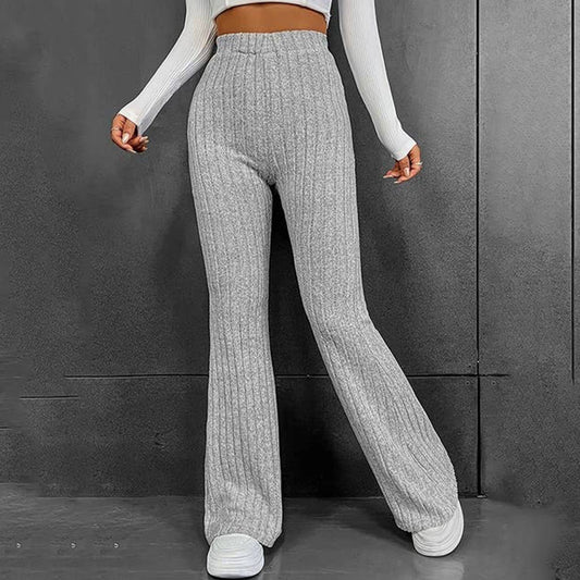 SOLID COLOR HIGH-WAISTED PANTS SLIM PANTS