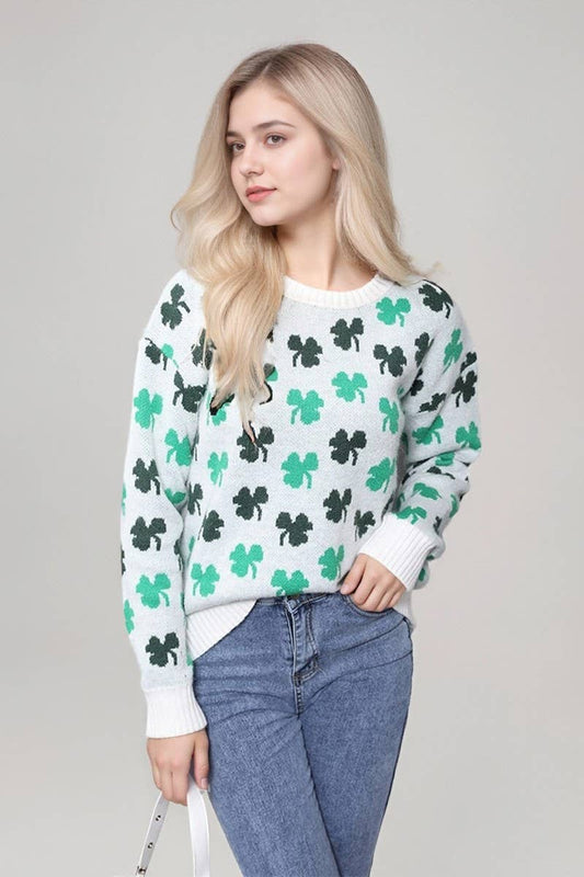 CWOSWL07586_JACQUARD ROUND NECK LOOSE CASUAL KNIT TOP