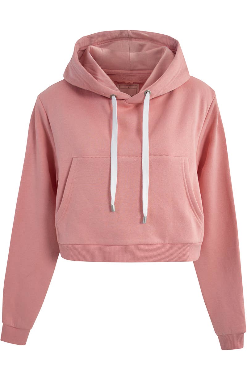 CWOHOL428_Lightweight Pullover Hoodie Cropped Sweatshirt