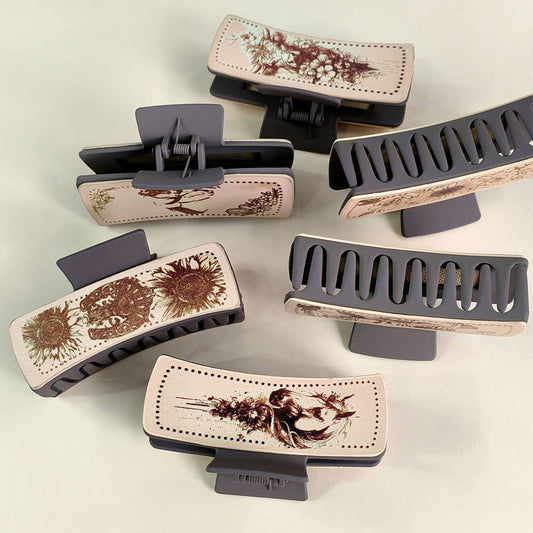 Cactus Print Leather Hair Claw Clip, Western Style_CWAHA0606