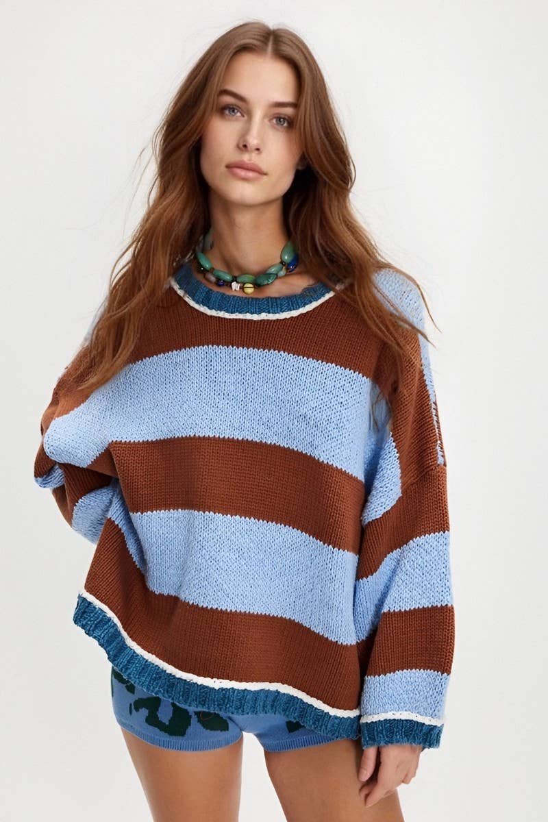 CWOSWL07081_FASHIONABLE KNITTED LOOSE LAZY STYLE SWEATER