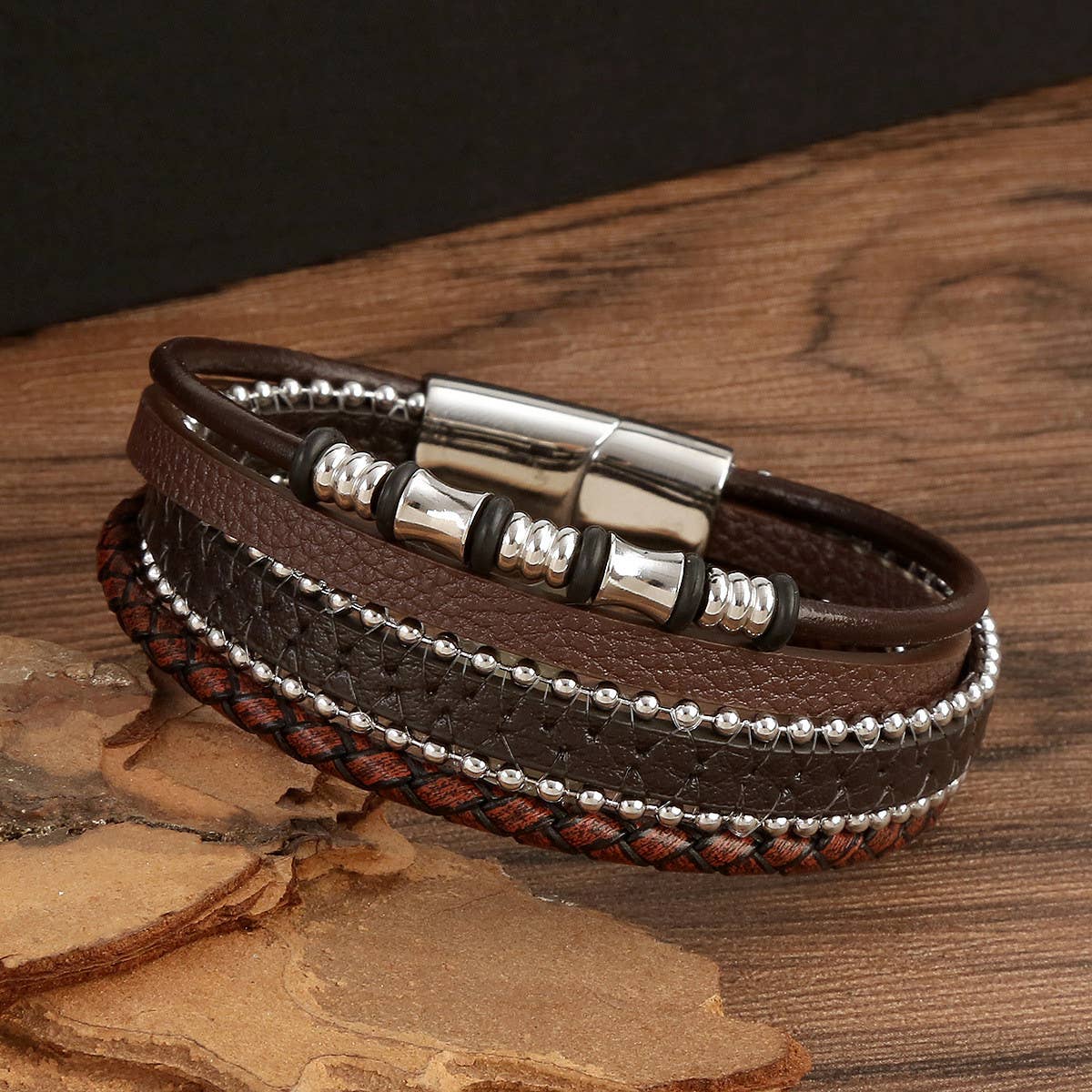 MULTI-LAYERED HANDWOVEN MAGNET CLASP BRACELET