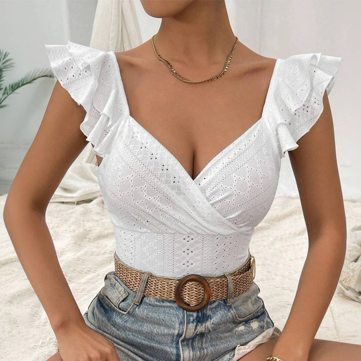 Women Sexy Slim Fit Bodysuit with Cropped Pants