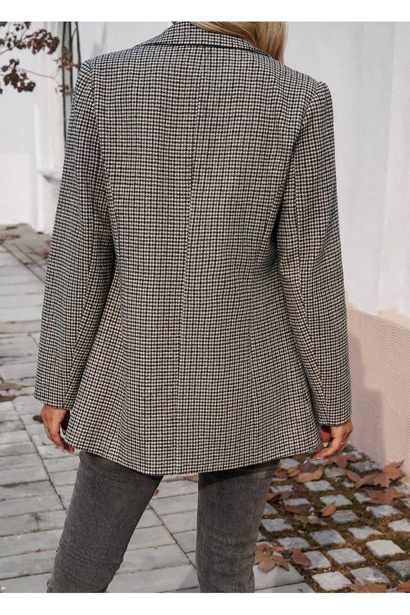 CWOJA0938_Checkered Button Suit Jacket Regular Coat