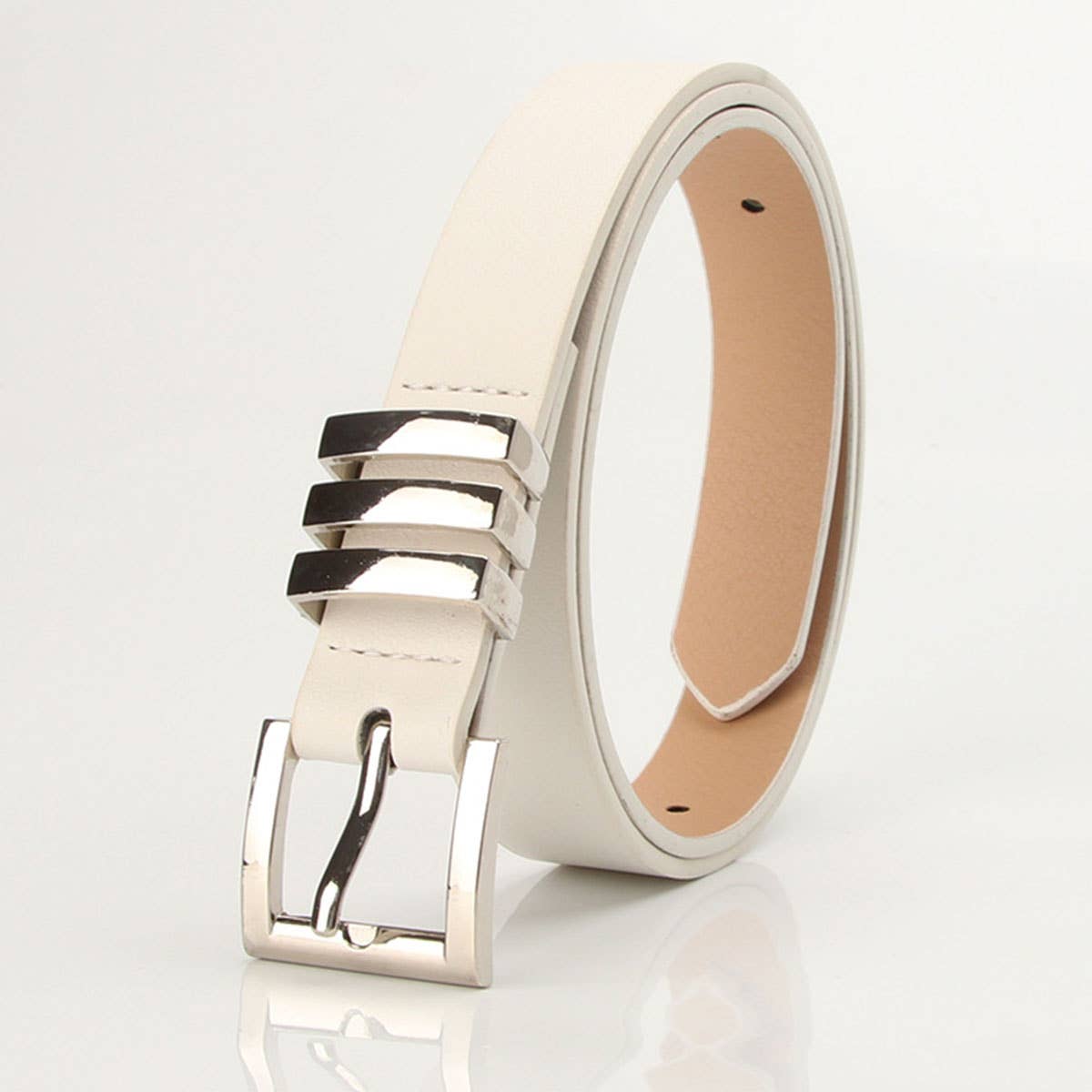 Versatile classic square pinhole denim belt