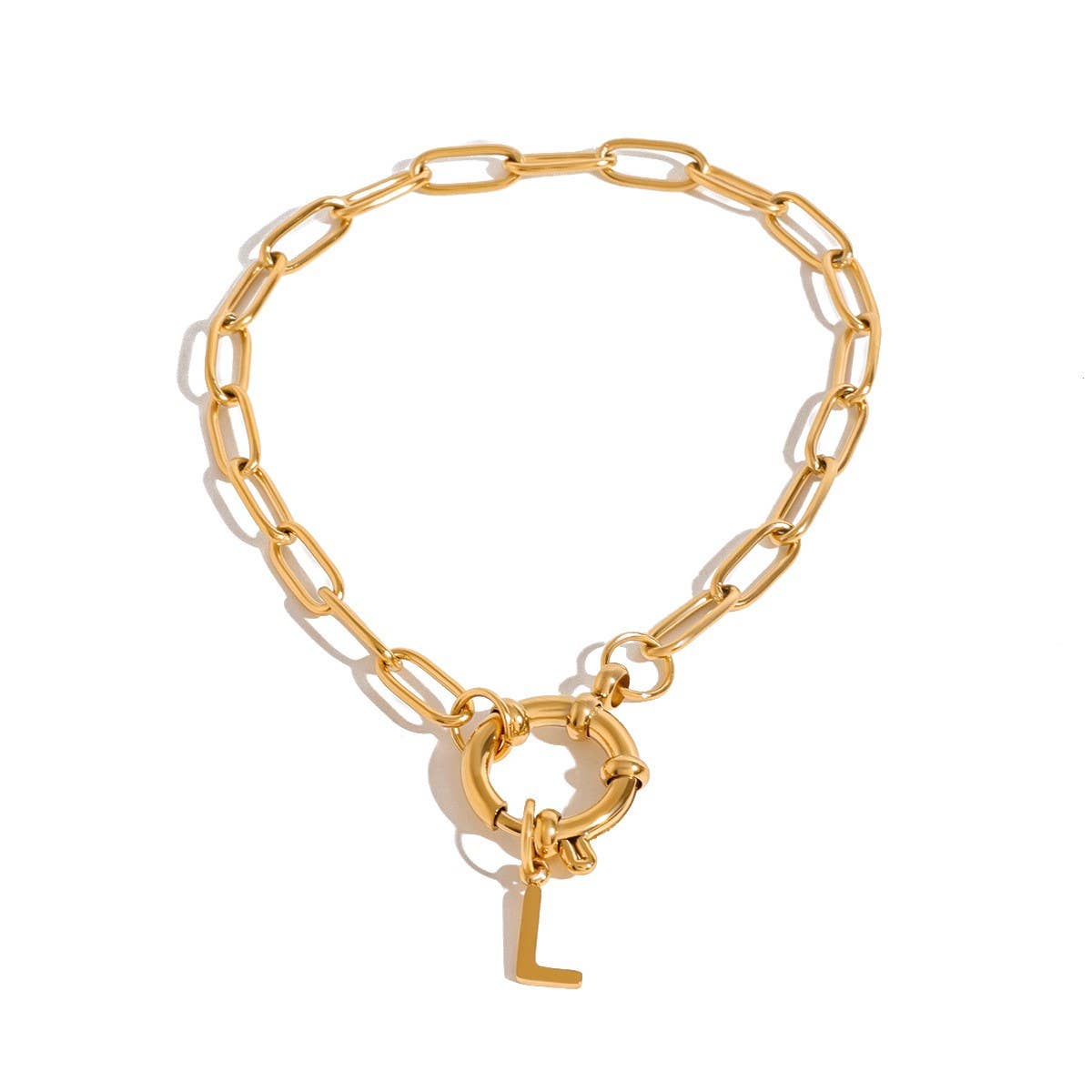 Durable 18K Gold Letter O-Link Chain Bracelet