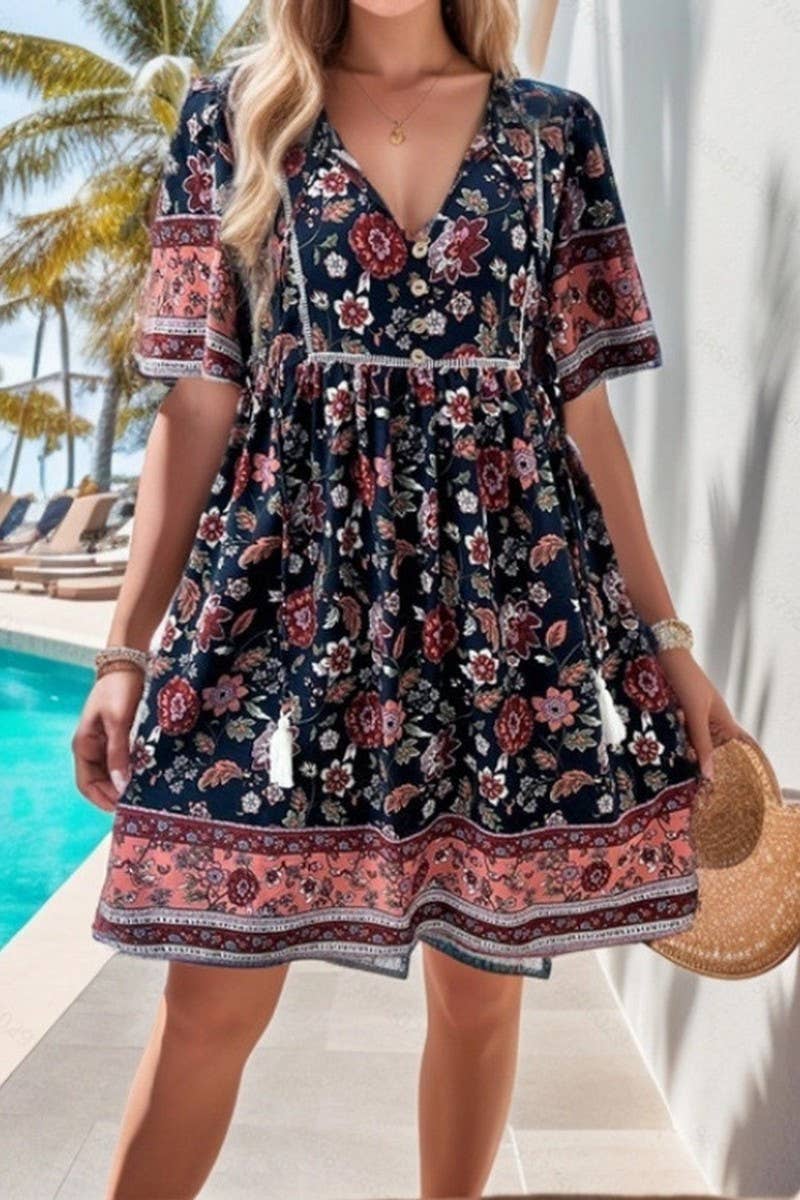 CWDSD8230_SPRING AND SUMMER LEISURE RESORT PRINT DRESS