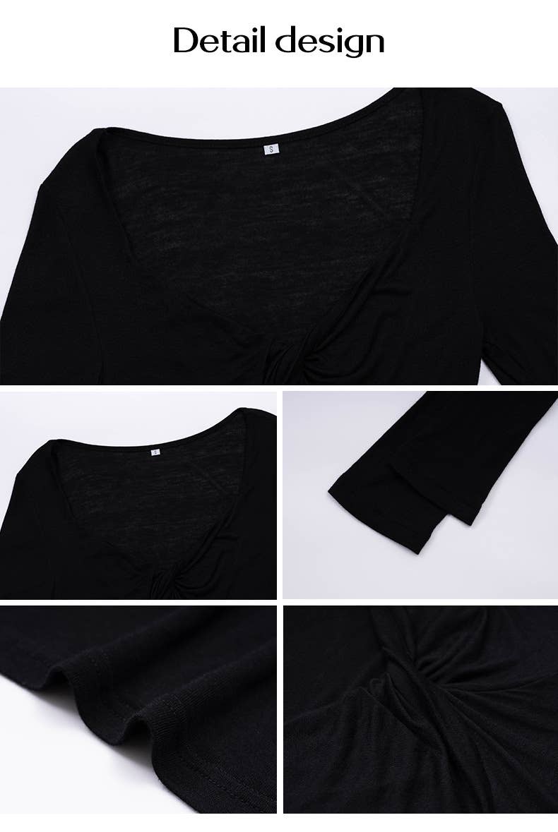 TEMPERAMENT SLIM V-NECK T-SHIRT TOP