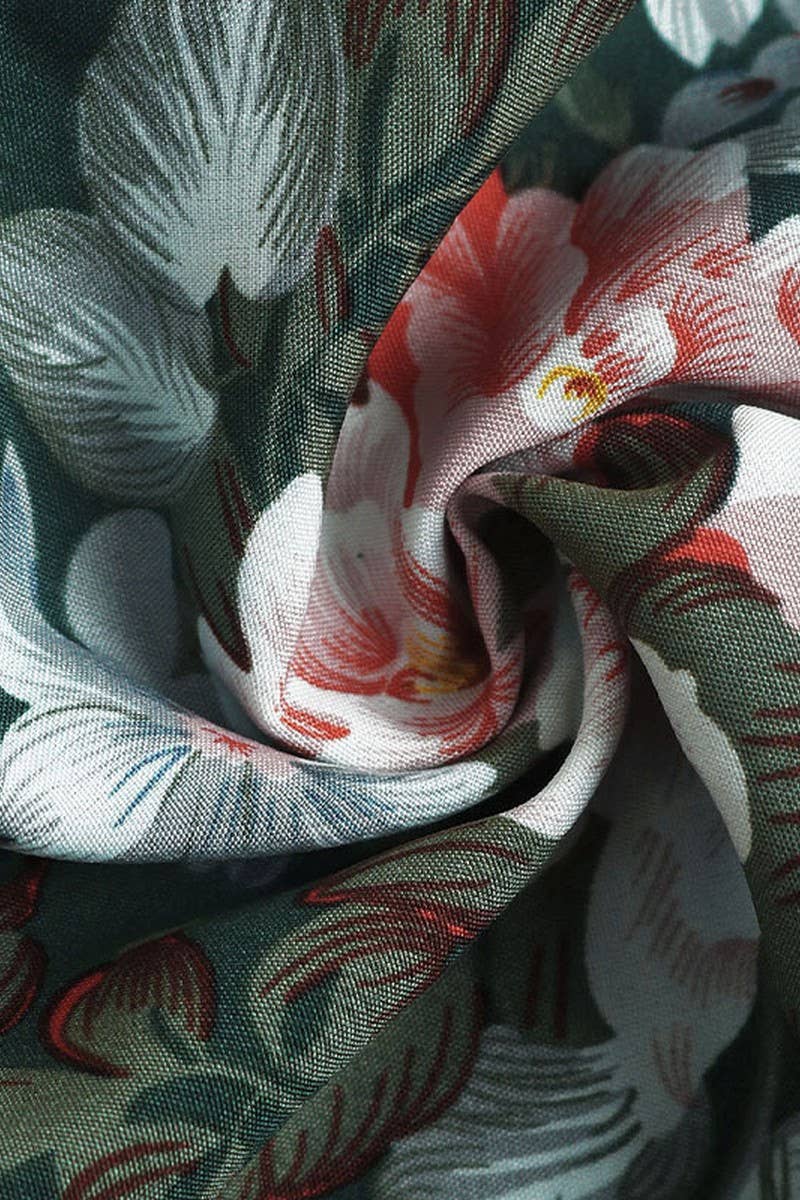 CWDMD3085_RETRO PRINT STAND COLLAR HIGH WAIST DRESS