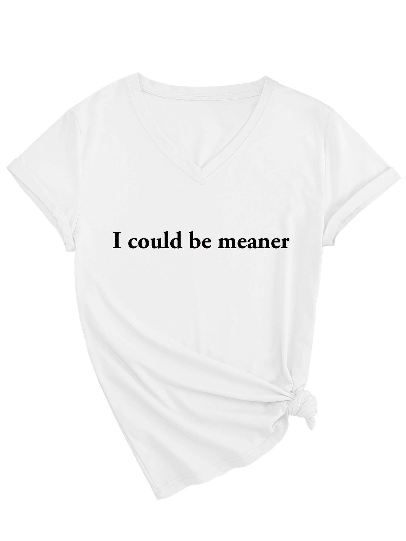 Simple letter print V-neck short-sleeved Top