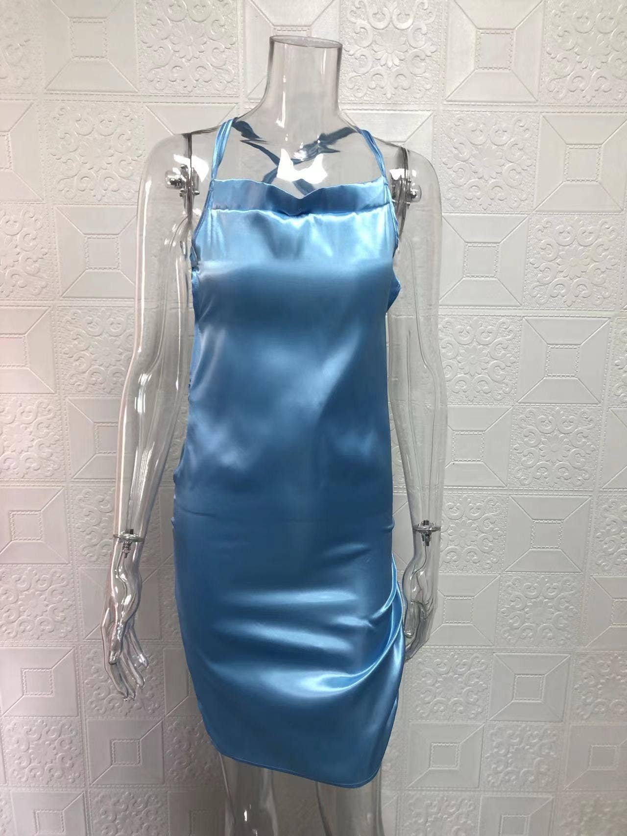 Sexy Sleeveless Tie-Back Solid Color Dress