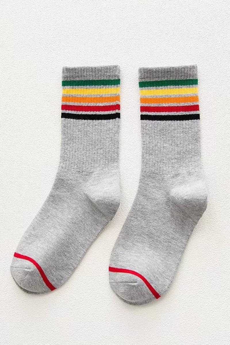 RAINBOW LINED ANKLE CREW SOCKS_CWMS118