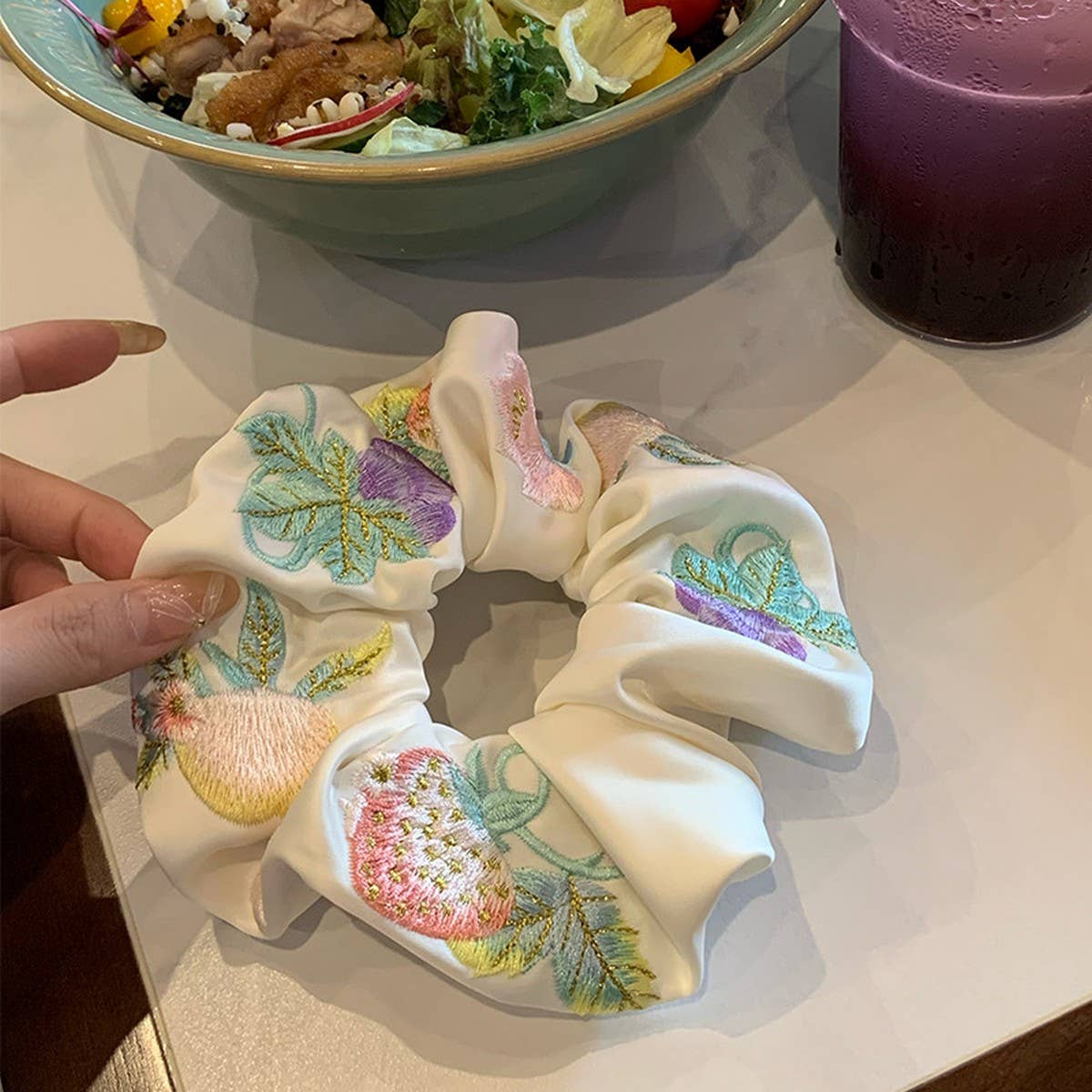 HEAVY EMBROIDERY SATIN HAIRBAND HAIR ACCESSORIES