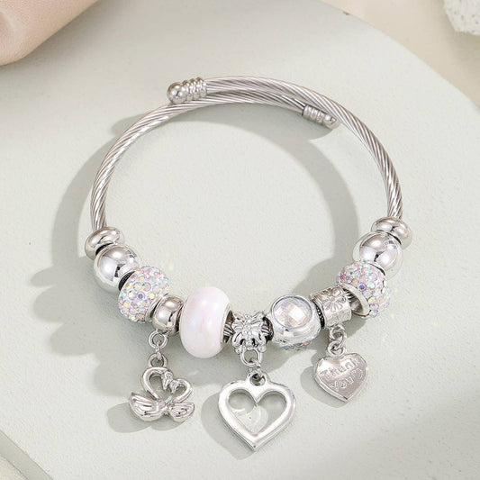DIY Heart Charm Silver Jingle Bracelet