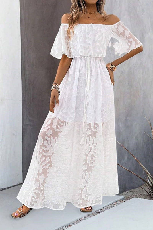 CWDMD5705_SEXY ONE-SHOULDER SOLID COLOR SHORT-SLEEVED DRESS