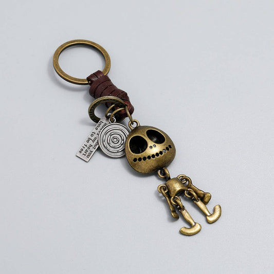 CREATIVE SKULL PENDANT COWHIDE KEYCHAIN