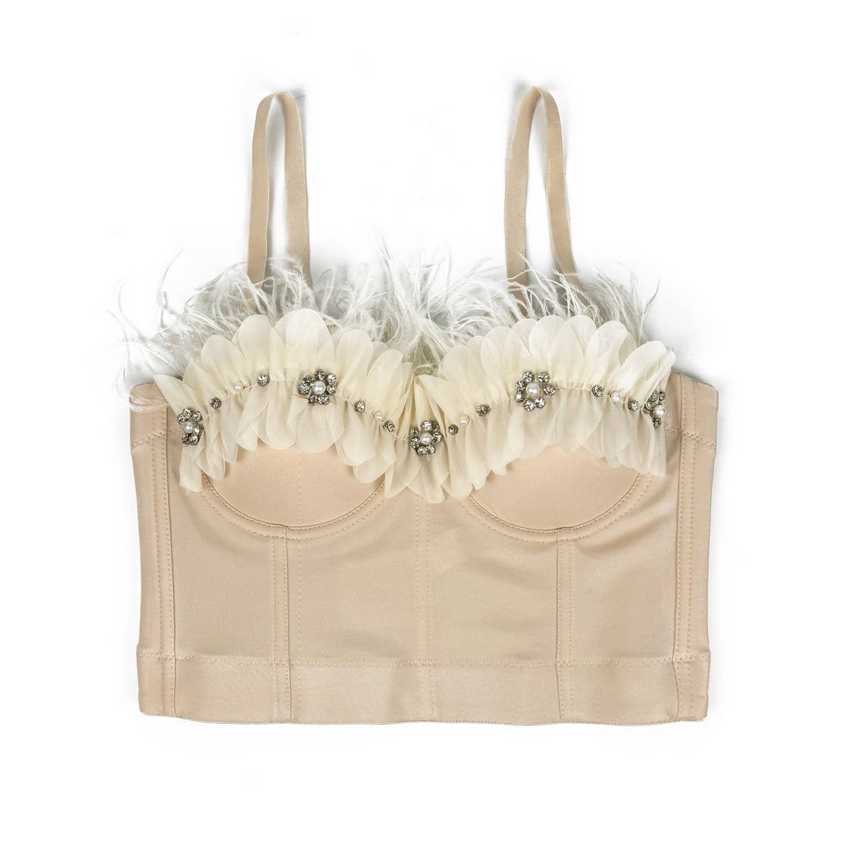 TASSEL DESIGN FLORAL HERRINGBONE CORSET