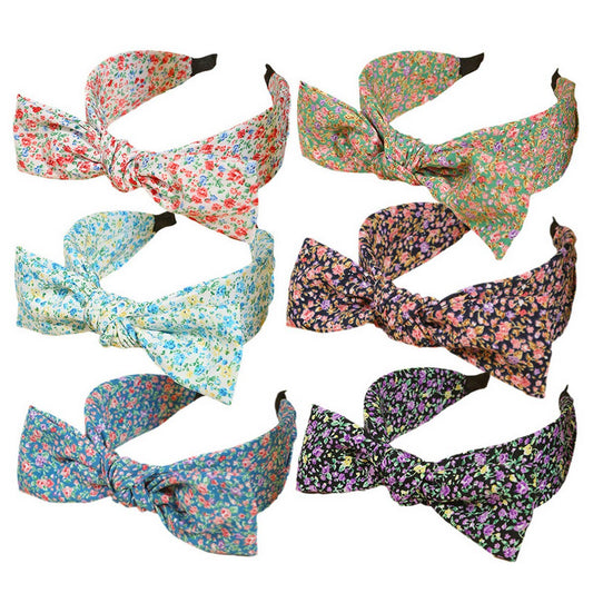 SOLID COLOR PLEATED RABBIT EARS BOW HEADBAND_CWAHA1690