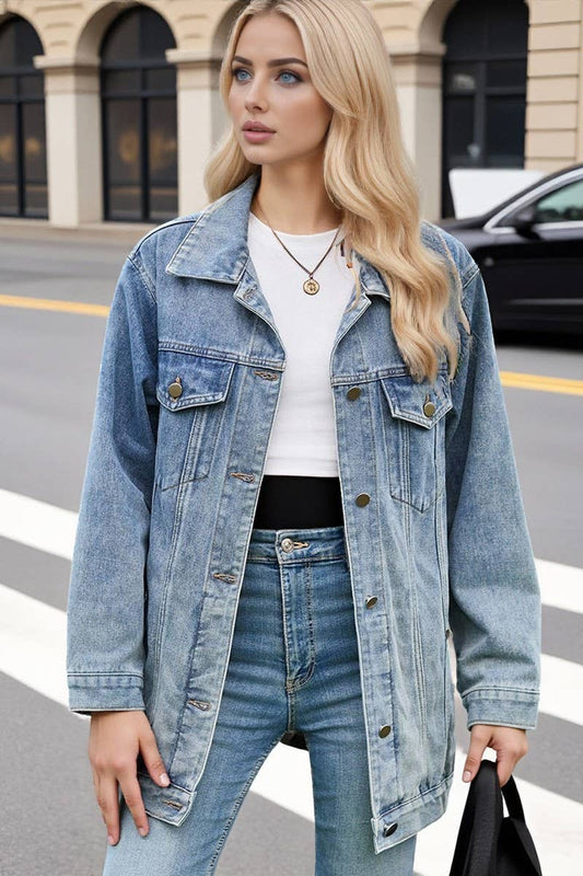 CWJJ00096_RETRO LOOSE CASUAL DENIM JACKET TOP