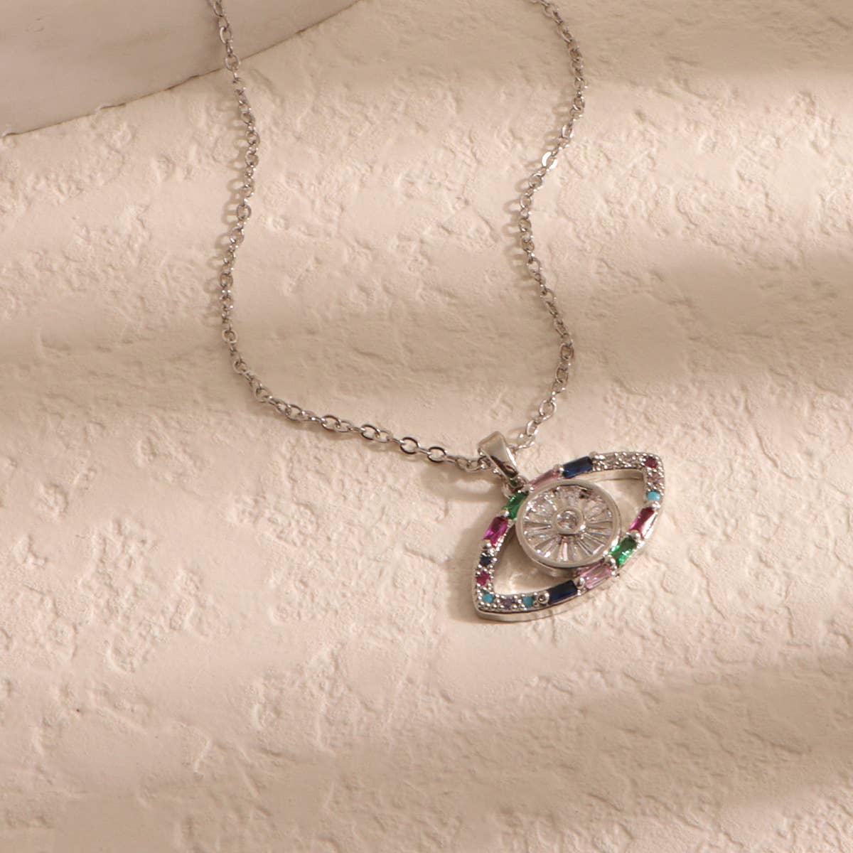 Zircon eye titanium steel collarbone chain