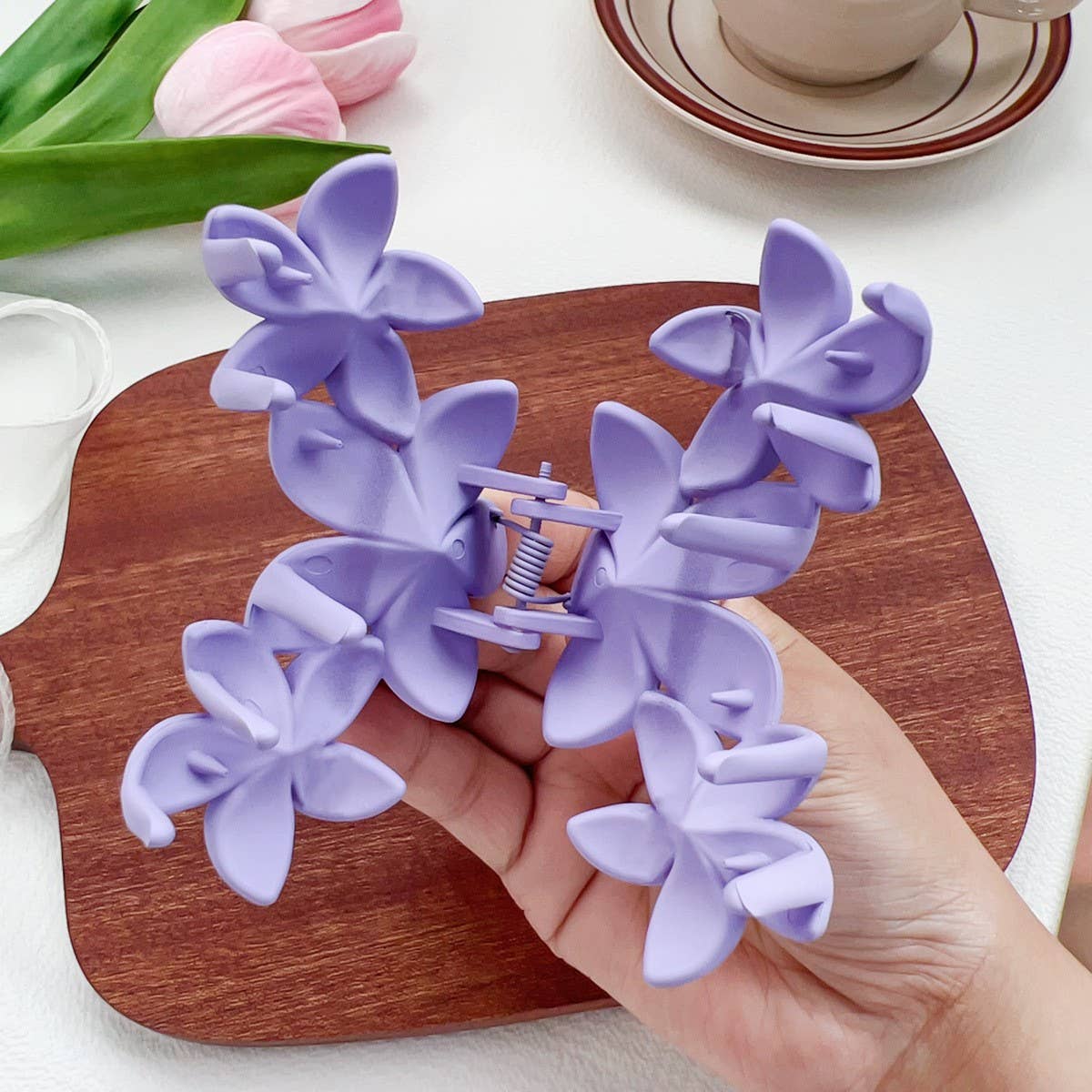 Candy Color Triple Flower Hair Claw Clip_CWAHA1583