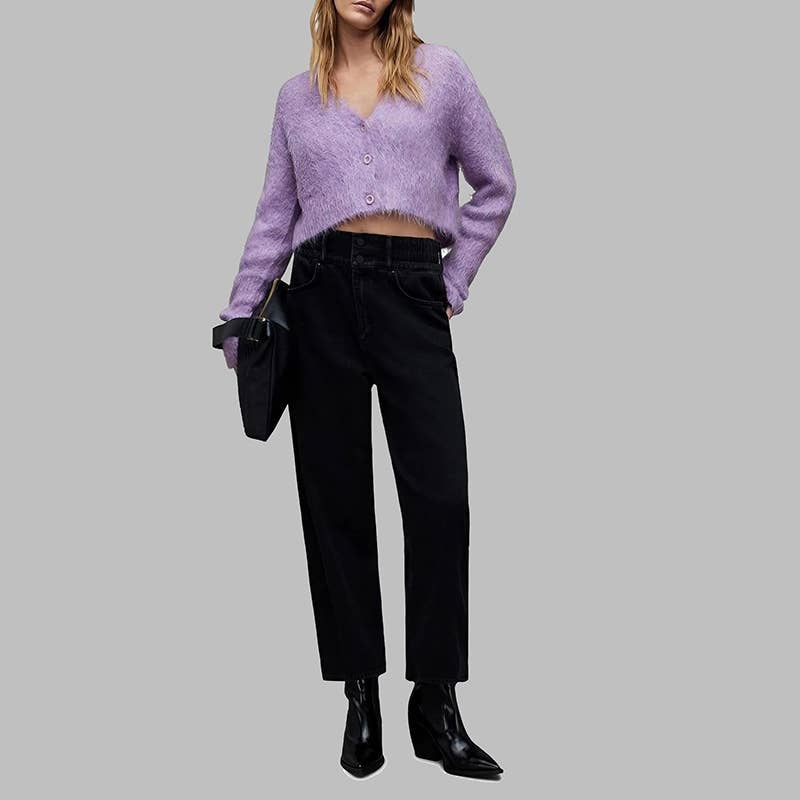 V-NECK SINGLE BREASTED SOLID COLOR SHORT CARDIGAN