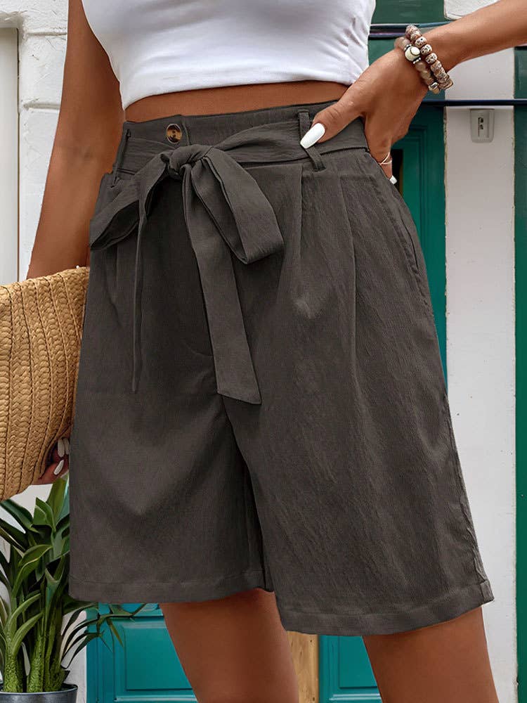 Simple Casual Drawstring Elastic Waist Shorts