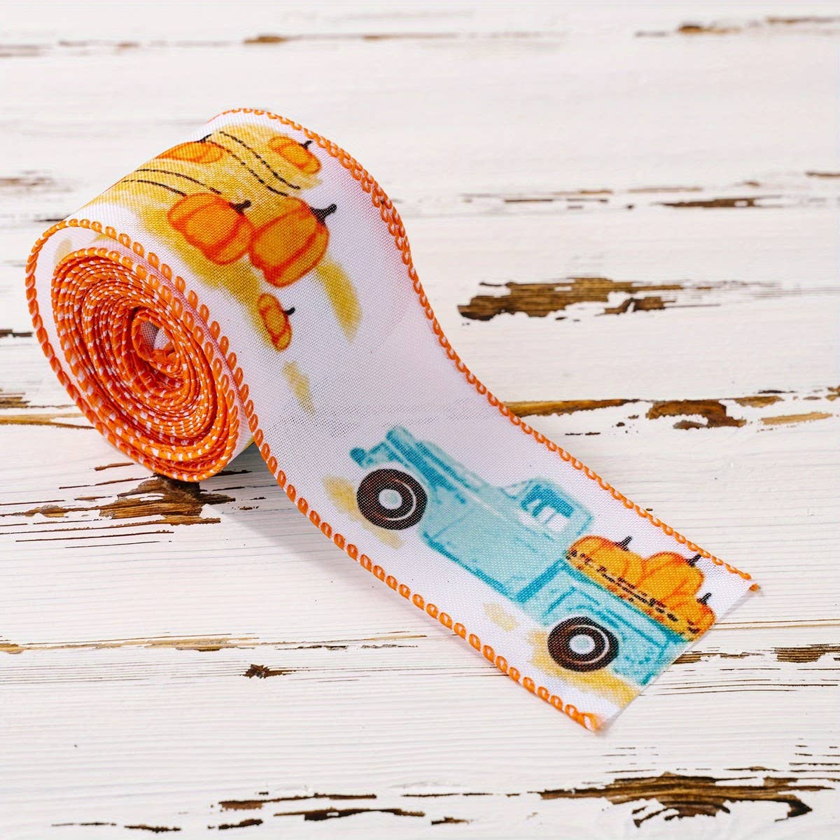 CWMM10206_THANKSGIVING RIBBON SET PUMPKIN PLAID FARMHOUSE