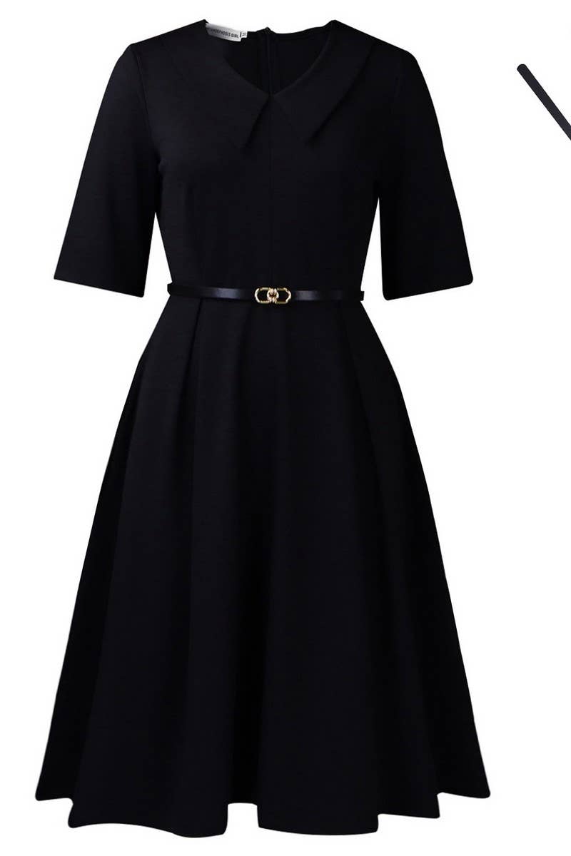 CWDMD01264_WOMEN ELEGANT COLOR MIDI DRESS HALF SLEEVE 2025