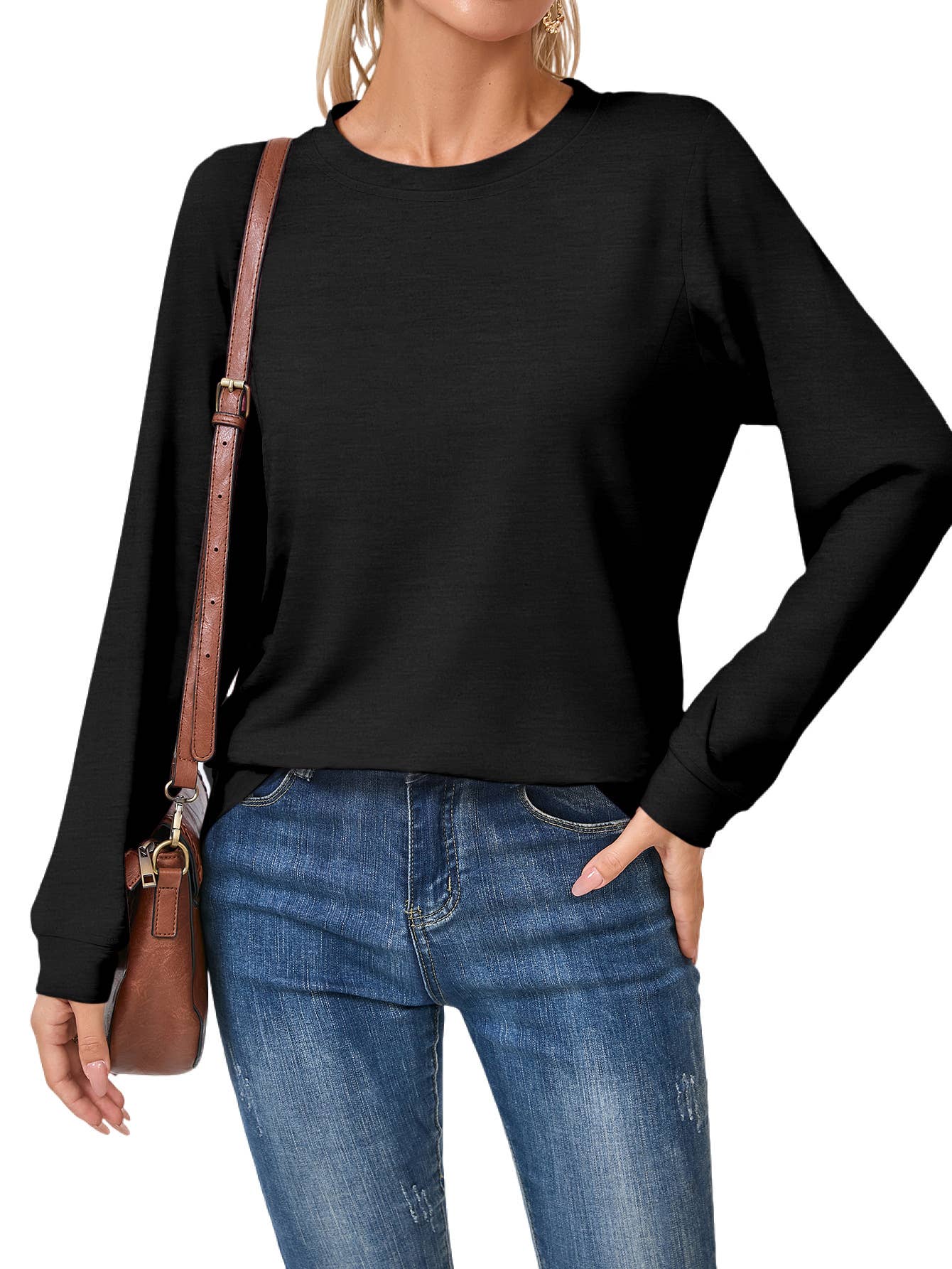 SOLID COLOR CASUAL CREWNECK COMFORTABLE T-SHIRT