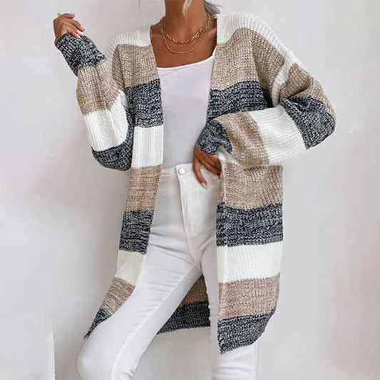 STRIPED COLOR CARDIGAN KNIT ALL-IN-ONE JACKET