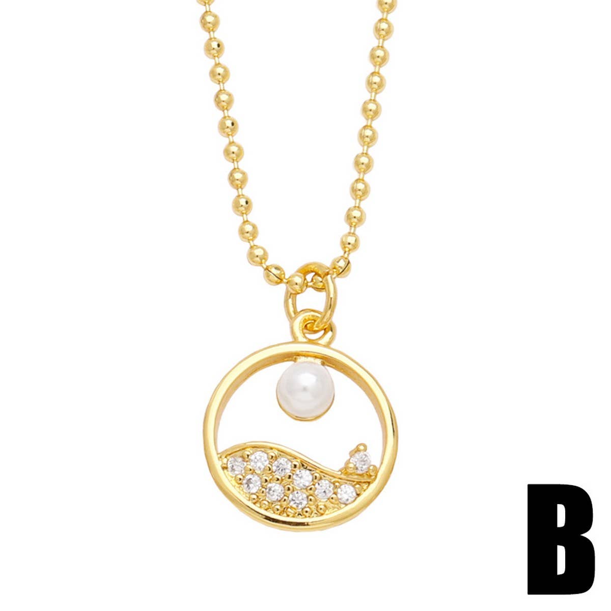 FLOWER PEARL INLAID ZIRCONIUM PENDANT NECKLACE