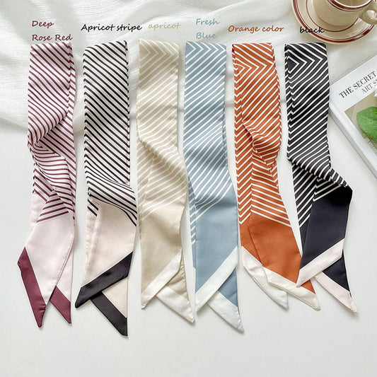 Striped Skinny Scarf Hair Tie Bag Ribbon WrapStrip_CWASC1979