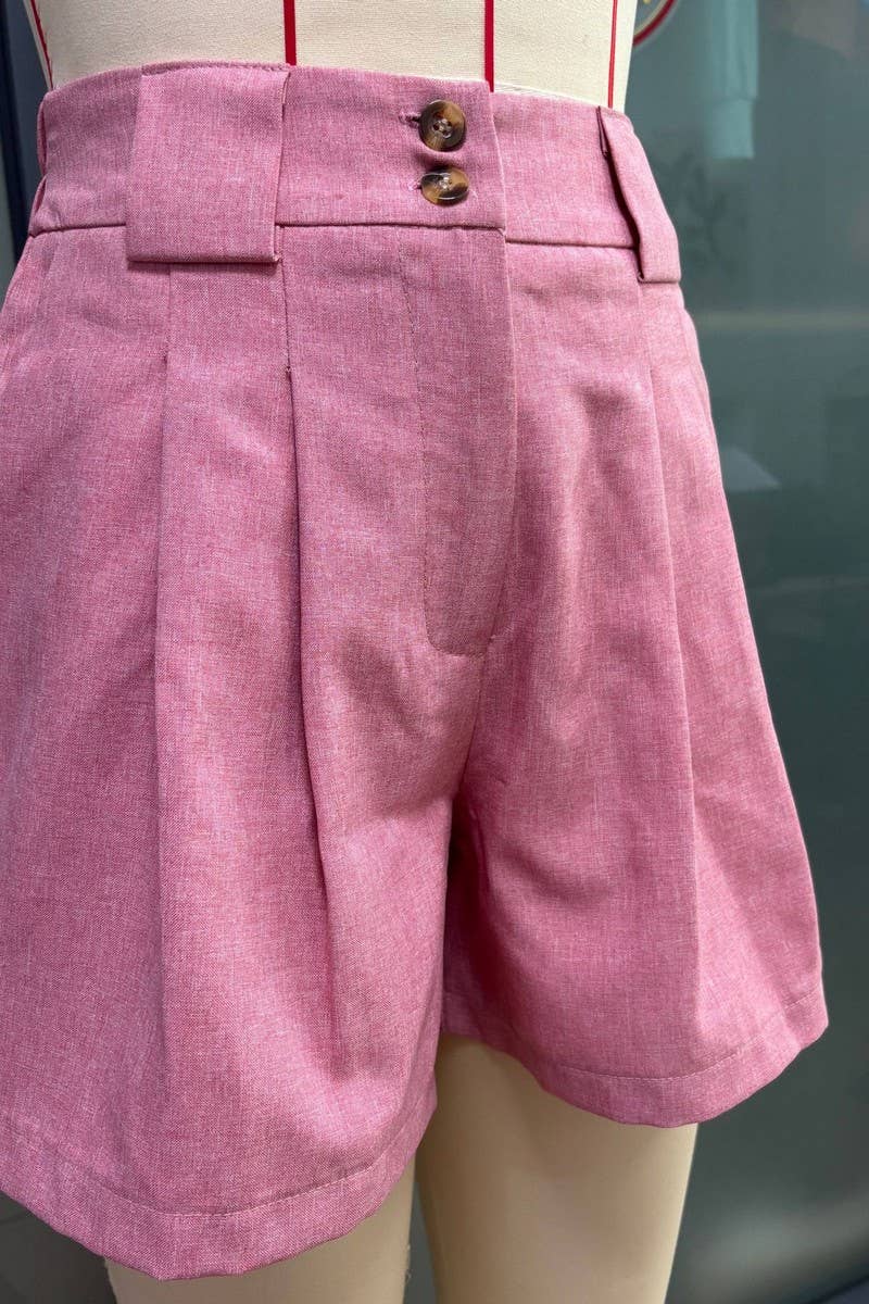 CWBSP00628_2025 WOMEN HIGH WAIST CASUAL SHORTS WITH POCKETS