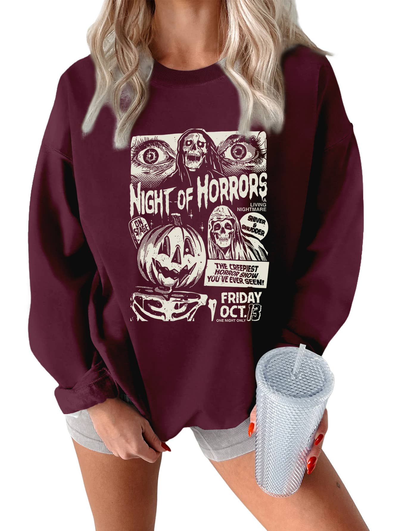 Hight of horrors Halloween print warm hoodie