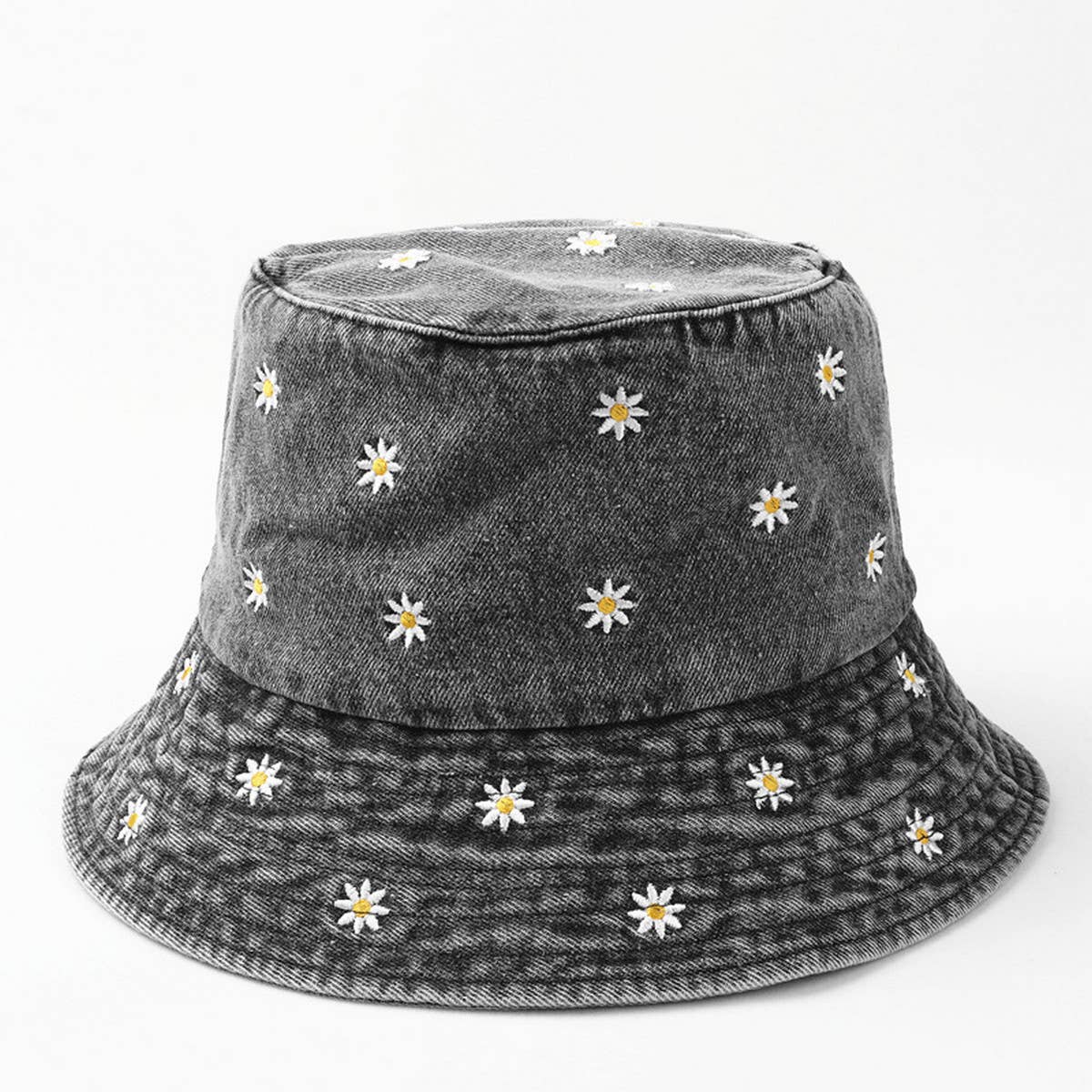 DENIM CHRYSANTHEMUM EMBROIDERED BUCKET HAT_CWAH1142